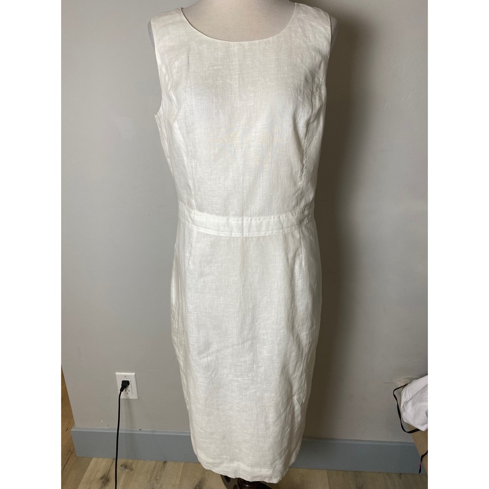 Brooks Brothers White 100% Linen Sleeveless Sheath Dress Size 8 NWT MSRP $198